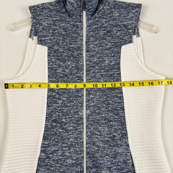 Tek Gear Vest Full Zip Marled Blue White/Cream Pockets Women's M - Picture 9 of 10
